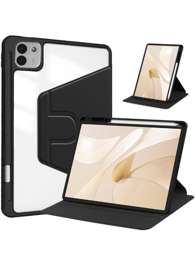 Case for Honor MagicPad 3 13.3-inch (2025) Tablet Leather Case with Auto Wake/Sleep, 360° Rotating Stand Acrylic Clear Back Cover Built-in Pencil Holder - Image 1