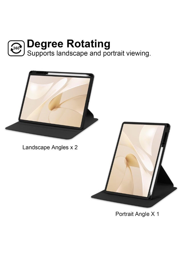 Case for Honor MagicPad 3 13.3-inch (2025) Tablet Leather Case with Auto Wake/Sleep, 360° Rotating Stand Acrylic Clear Back Cover Built-in Pencil Holder - Image 3