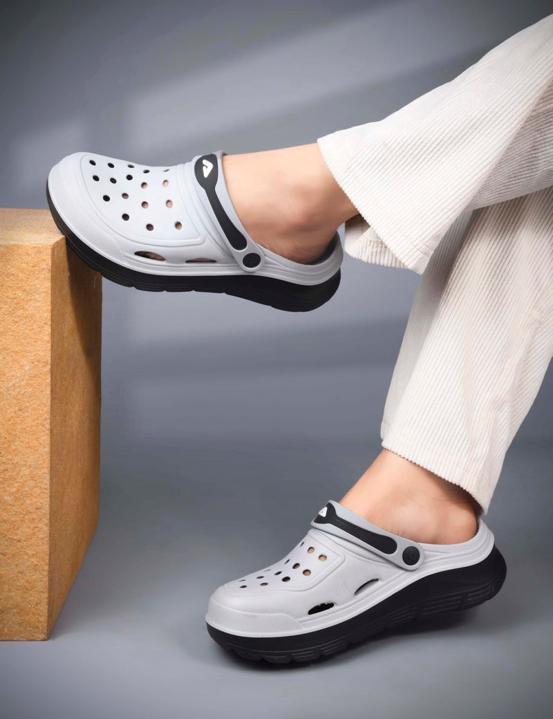 Adda TM-Stride Grey & Black Arch Support Men Clogs - Image 2
