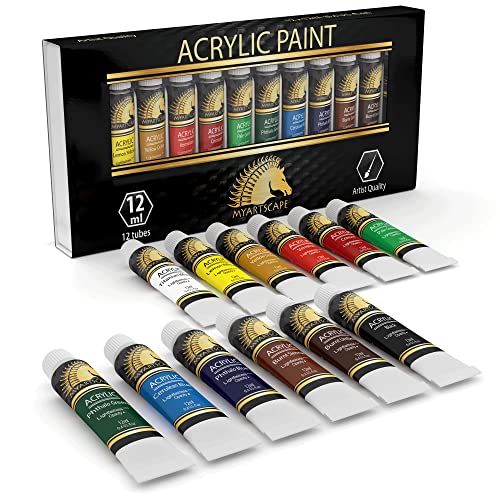 MyArtscape Acrylic Paint Set - 12 x 12ml Tubes - Lightfast - Heavy Body - Image 1