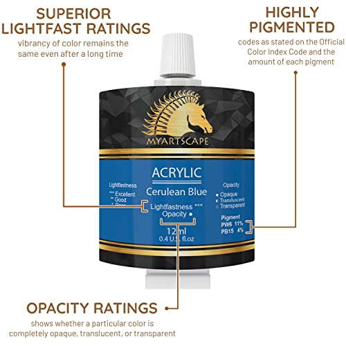 MyArtscape Acrylic Paint Set - 12 x 12ml Tubes - Lightfast - Heavy Body - Image 4