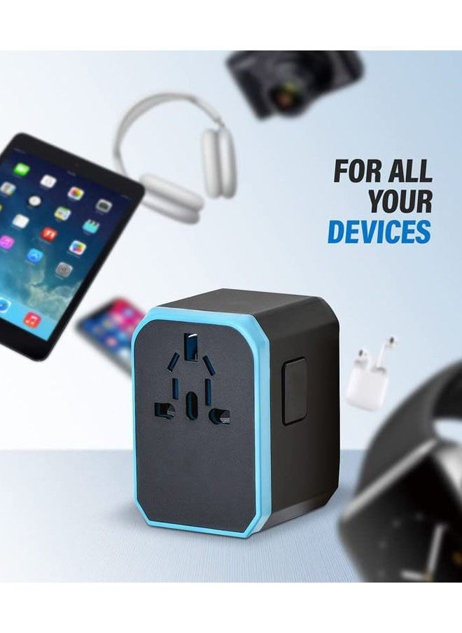 Universal Travel Adapter Plug, International Plug Power Adapter with 5.6A Smart Multi USB 3.0 and USB Type-C, Universal Socket for KSA UAE USA EU UK AUS (Travel Adapter Black)