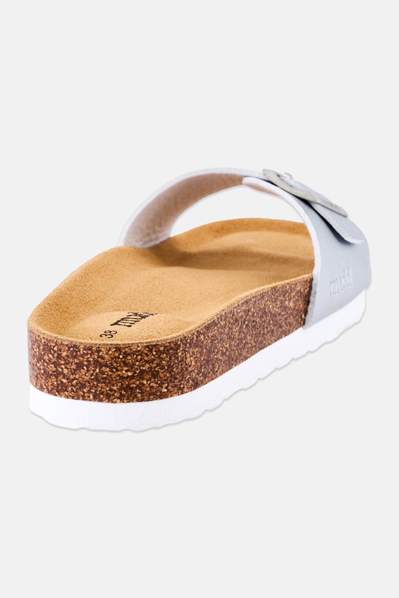 Mudd Women Slip On Cork Sandals, Silver - Image 3