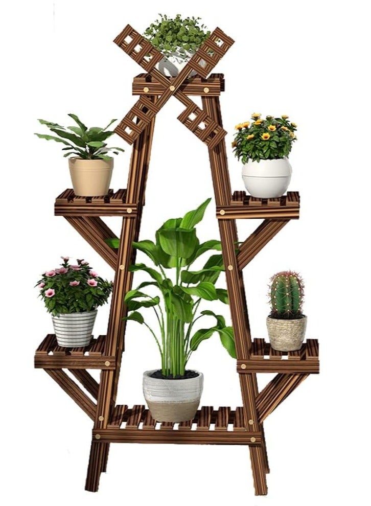 DubaiGallery Plant Stand Vintage Wood Plant Stand Balcony Flower Pot Ladder Shelf Outdoor Garden Stand Planter Indoor Plants Pots Home Storage Rack - Image 2