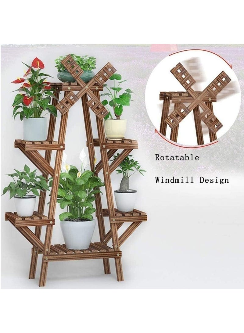 DubaiGallery Plant Stand Vintage Wood Plant Stand Balcony Flower Pot Ladder Shelf Outdoor Garden Stand Planter Indoor Plants Pots Home Storage Rack - Image 3