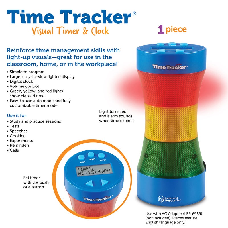 Learning Resources Learning Resources Time Tracker Visual Timer & Clock - 1 Piece, Classroom Tracker, Alarm Clock, Light Up Timer for Classroom, Visual Tracker  - Image 5