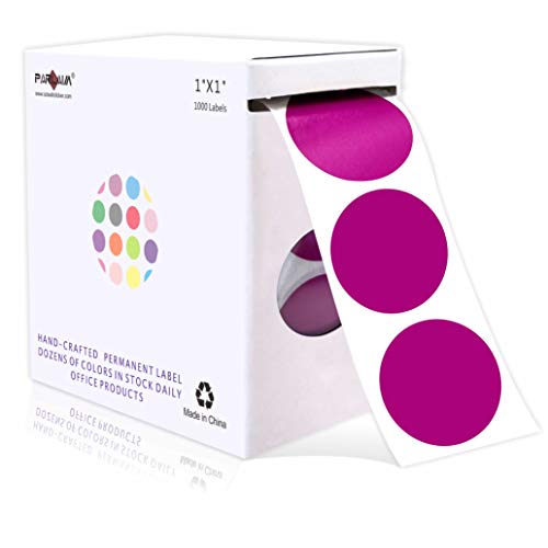 PARLAIM 1 Inch Round Permanent Adhesive Color-Code Dot Stickers,1000 per Roll dots Label Dispenser Box,Purple Circle Stickers Label - Image 1
