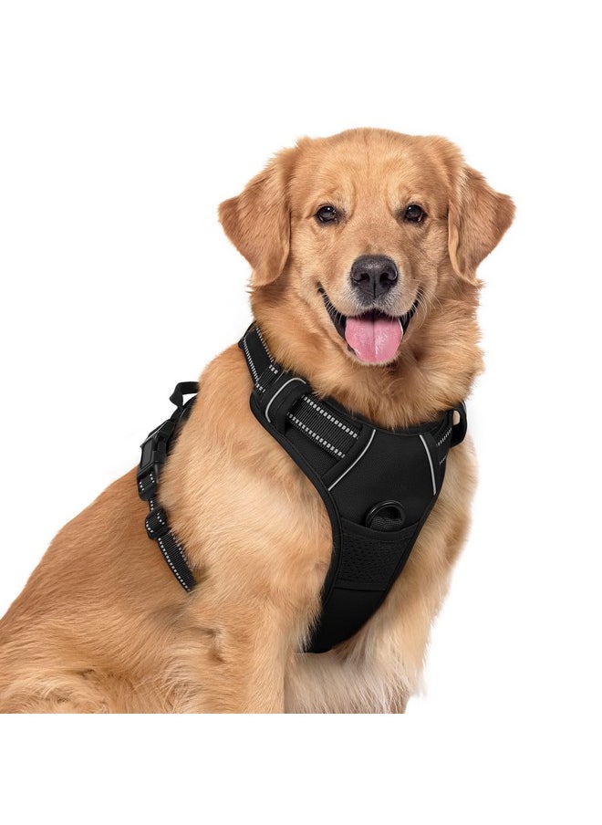Rabbitgoo rabbitgoo Dog Harness No Pull with 2 Leash Clips, Adjustable Soft Padded, Reflective Oxford No Choke Pet Vest with Easy Control Handle for Large Dogs, Black, XL  - Image 1
