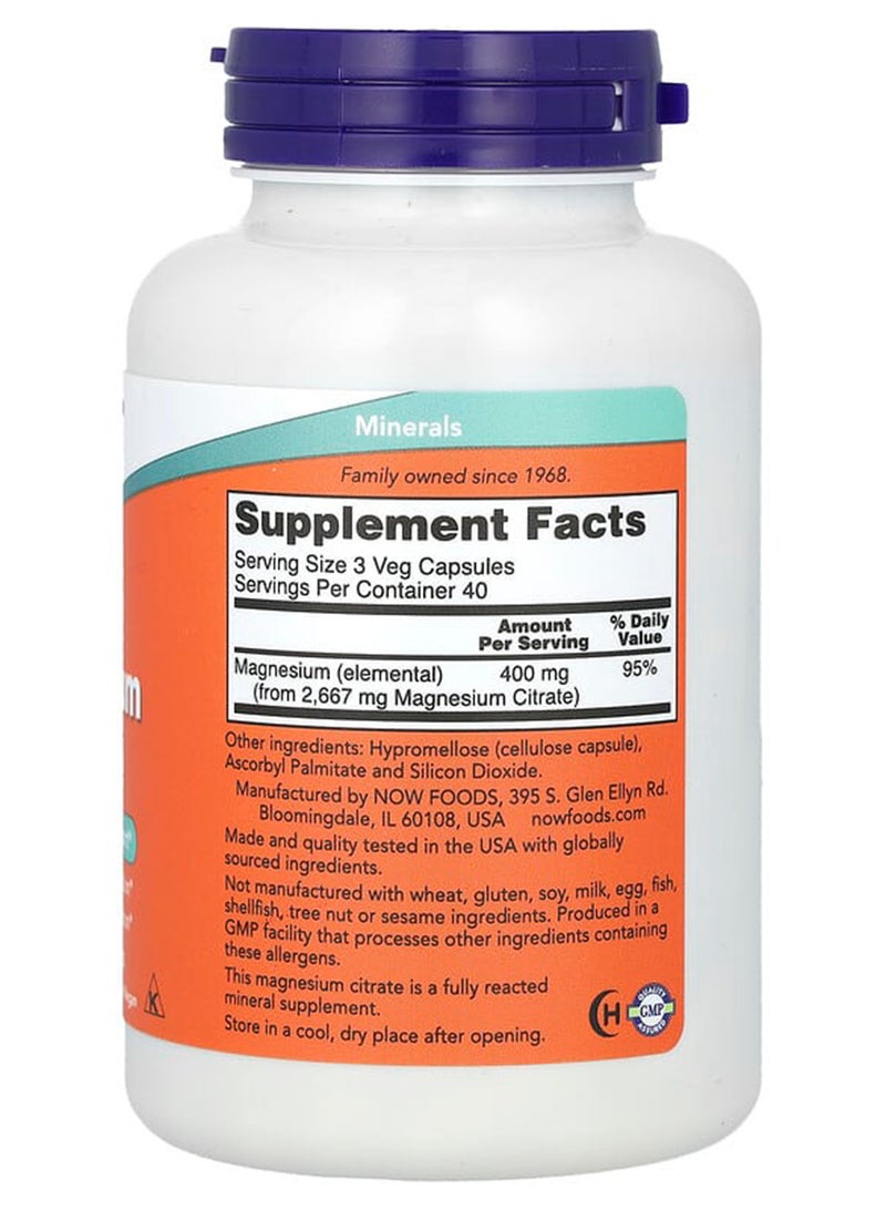 Now Foods Magnesium Citrate, 120 Veg Capsules - Image 2