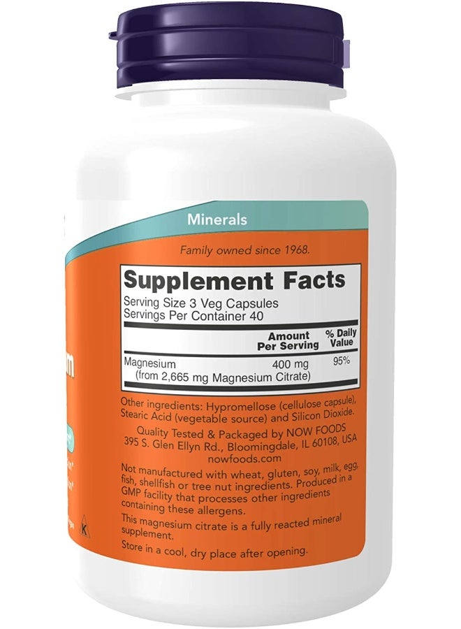 Now Foods Magnesium Citrate 120 Capsules - Image 2