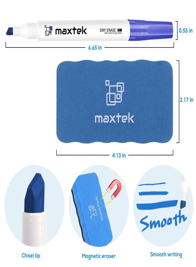 maxtek Low Odor Dry Erase Markers Chisel Tip, Whiteboard Markers Set 4 Count with 1 Magnetic Eraser - Image 2