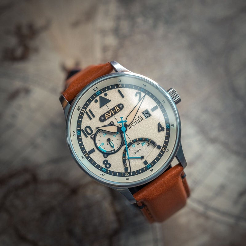 أفي-8 ساعة رجالية AVI-8 Hawker ذات مينا كريمي، تعمل بحركة كوارتز، مع سوار إضافي AV-4101-0C - Image 3