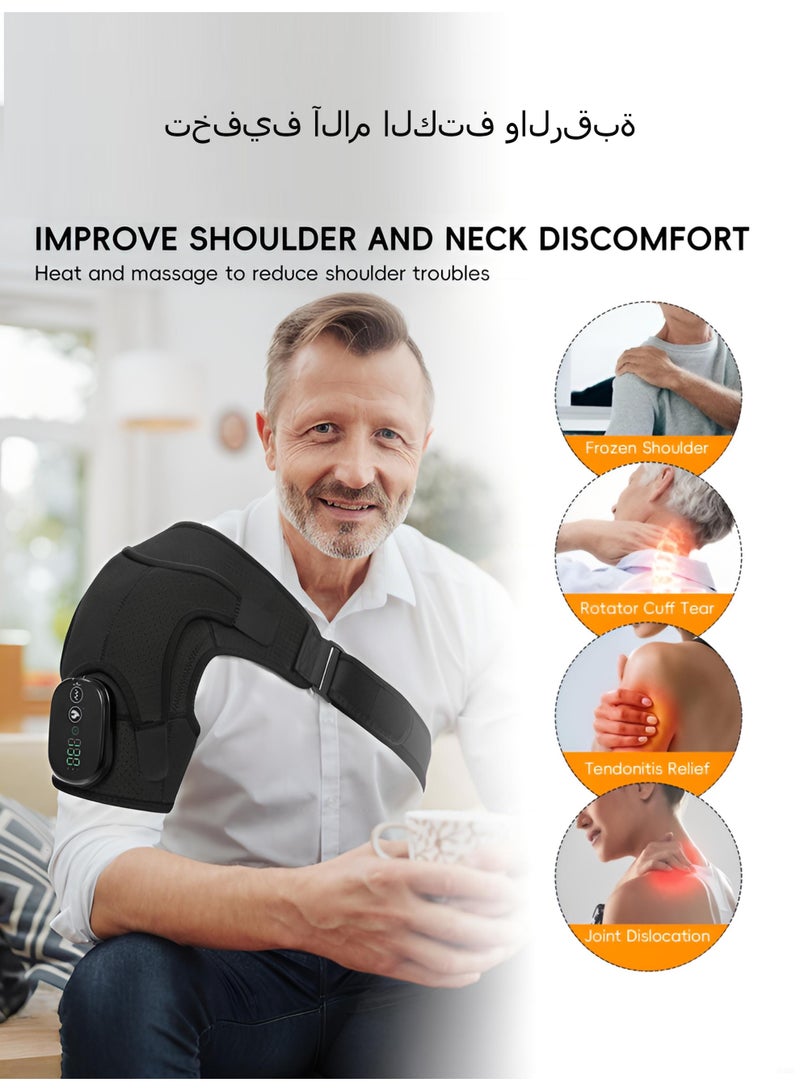 Sahramart Shoulder Heating Pad, Cordless Electric Heating Pad for Shoulders with 3 Vibration Mode, 3 Heat Adjustable, Portable Heated Wrap for Shoulder Pain Relief, Birthday Gift for Women Men - Image 3