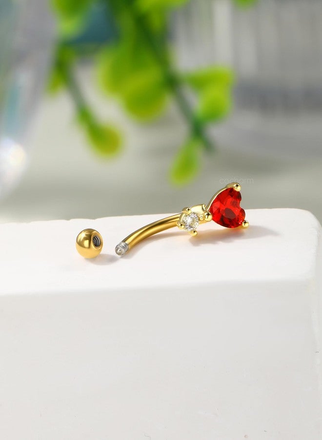 COCHARM Red Heart Rook Earrings, 16G Gold Rook Eyebrow Jewelry, Stainless Steel Vertical labret stud - Image 5