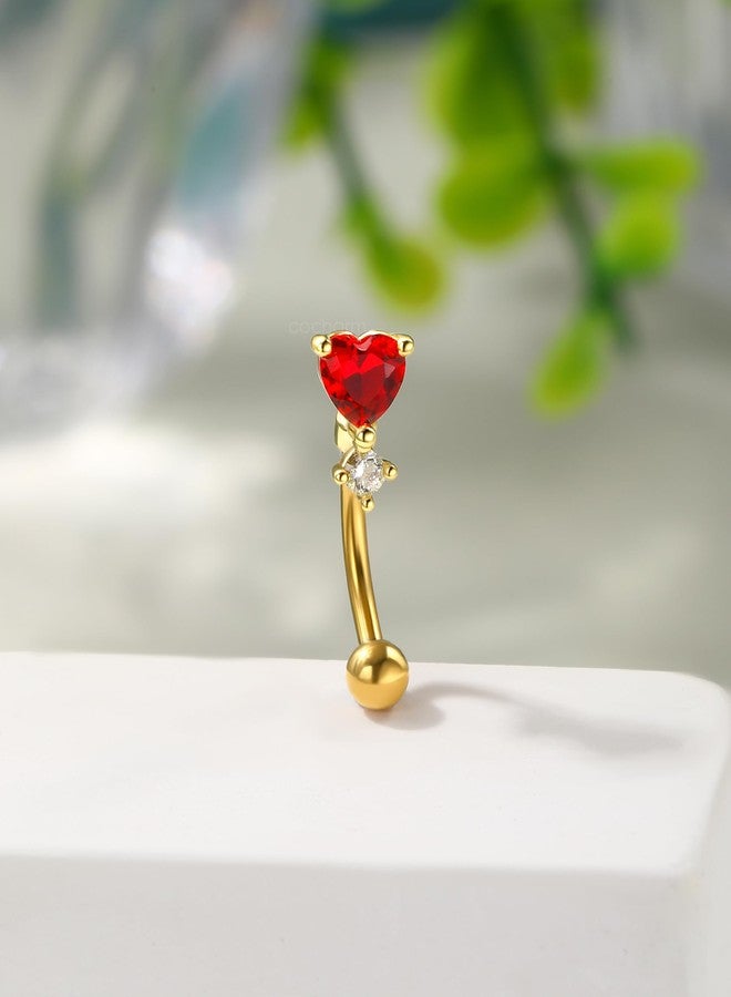 COCHARM Red Heart Rook Earrings, 16G Gold Rook Eyebrow Jewelry, Stainless Steel Vertical labret stud - Image 4