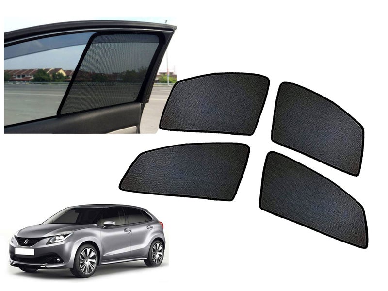 Auto Pearl Z Black Window Plug-in Half Sun Shades Car Curtain Compatible with - Baleno 2015/Glaza (Set of 4 Pcs) - Image 1