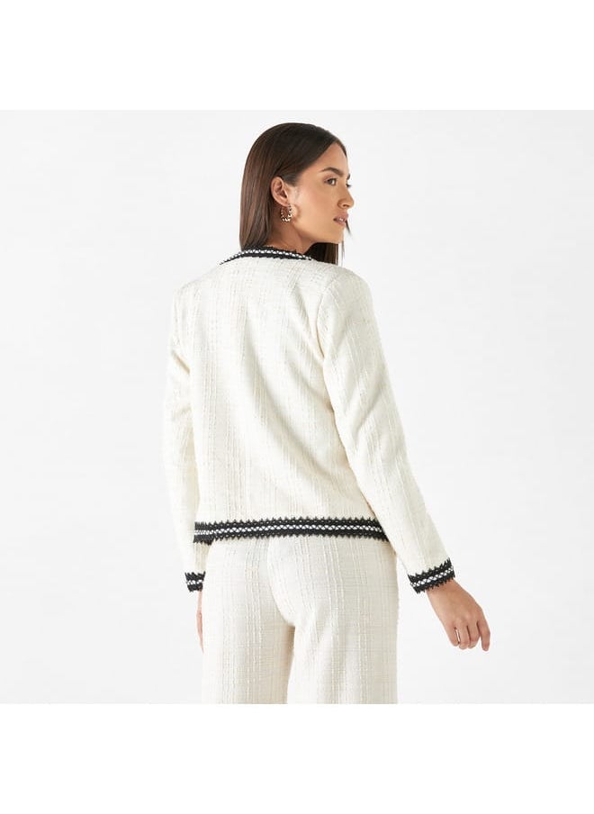 Iconic Iconic Textured Open Front Jacket with Long Sleeves  - Image 3