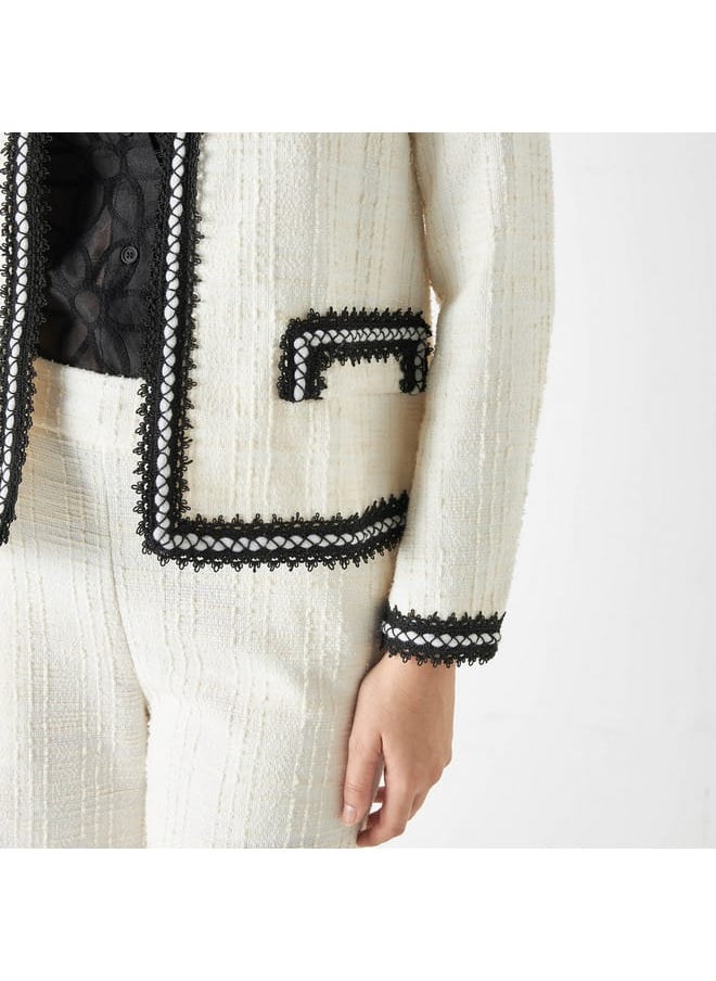 Iconic Iconic Textured Open Front Jacket with Long Sleeves  - Image 4