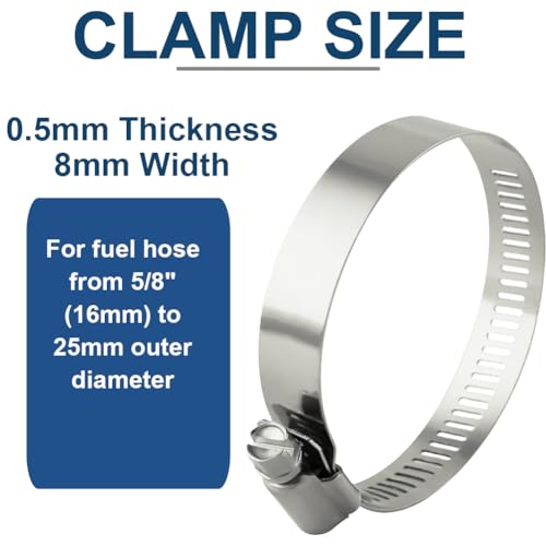 Byredio 1/2 Transmission Hose Fuel Line High-Pressure Transmission Cooler Injection Hose with 10 Clamps For Gas, Diesel, Bio-diesel Fuel, Engine Oil, Hydraulic 10 Feet - Image 4