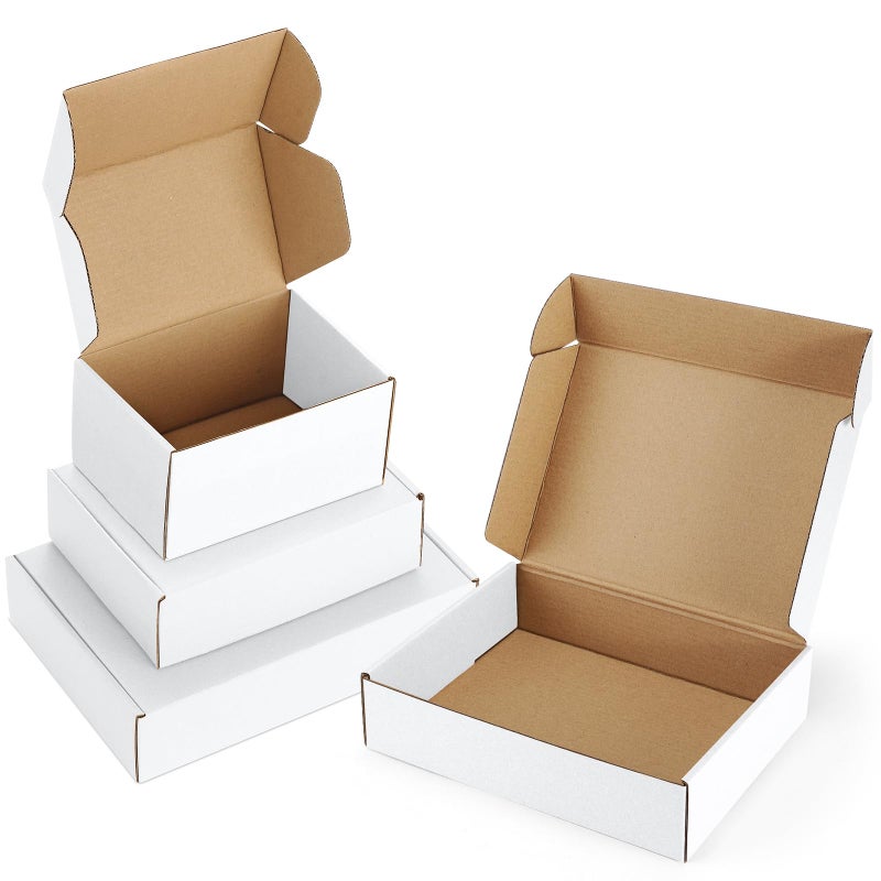 Poever Assorted-Sizes-Shipping-Boxes-45-Pack: 6x4x3 & 7x5x2 & 9x6x2 Small-Shipping-Boxes-Mailers, White Corrugated-Cardboard-Boxes-for-Packing-Small-Business Mailing - Image 1