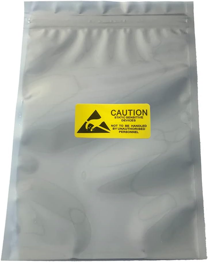 daarcin 100pcs 5.9x7.87in/15x20cm Anti Static Bags,Premium ESD bags Resealable for 3.5'' SSD HDD with 100pcs Labels, Anti-static Bags for Hand Drive or Varieties of Electronic Device - Image 1