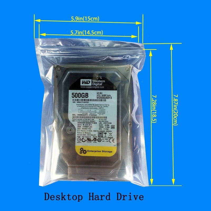 daarcin 100pcs 5.9x7.87in/15x20cm Anti Static Bags,Premium ESD bags Resealable for 3.5'' SSD HDD with 100pcs Labels, Anti-static Bags for Hand Drive or Varieties of Electronic Device - Image 2