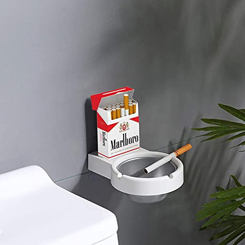 Leeonz® Adhesive Wall-Mounted Stainless Steel Cigarette Ashtray for Bathroom Toilet Hotel Compartment for Lighter Soap Dish Ash Holder for Smokers (White) - Image 2