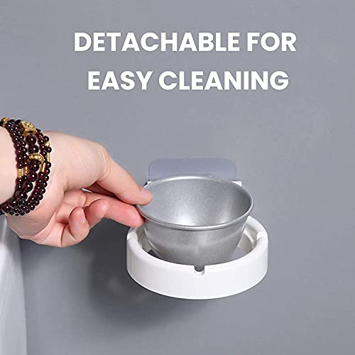 Leeonz® Adhesive Wall-Mounted Stainless Steel Cigarette Ashtray for Bathroom Toilet Hotel Compartment for Lighter Soap Dish Ash Holder for Smokers (White) - Image 3