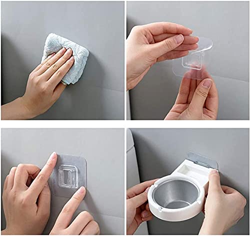 Leeonz® Adhesive Wall-Mounted Stainless Steel Cigarette Ashtray for Bathroom Toilet Hotel Compartment for Lighter Soap Dish Ash Holder for Smokers (White) - Image 4