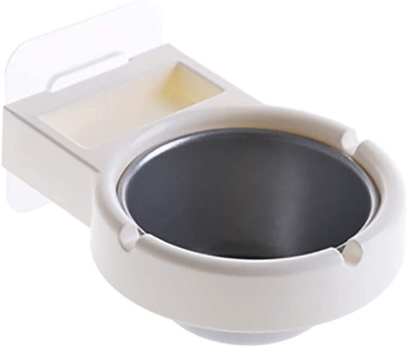 Leeonz® Adhesive Wall-Mounted Stainless Steel Cigarette Ashtray for Bathroom Toilet Hotel Compartment for Lighter Soap Dish Ash Holder for Smokers (White) - Image 1