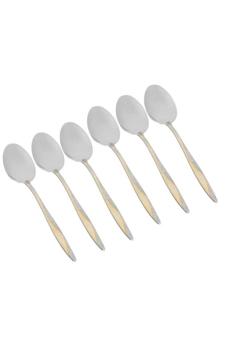 السيف غاليري ملاعق طعام استيل السيف غاليري، 21x4.5 سم، 6 قطع، منقوش - فضي - Image 1