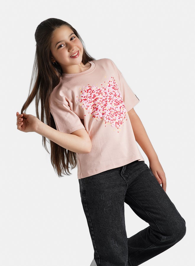 ريمينت تيشرت للبنات برسمة قلوب كشمير  - Image 3