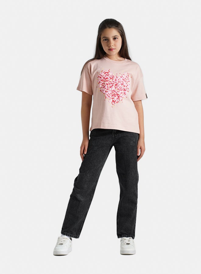 ريمينت تيشرت للبنات برسمة قلوب كشمير  - Image 2