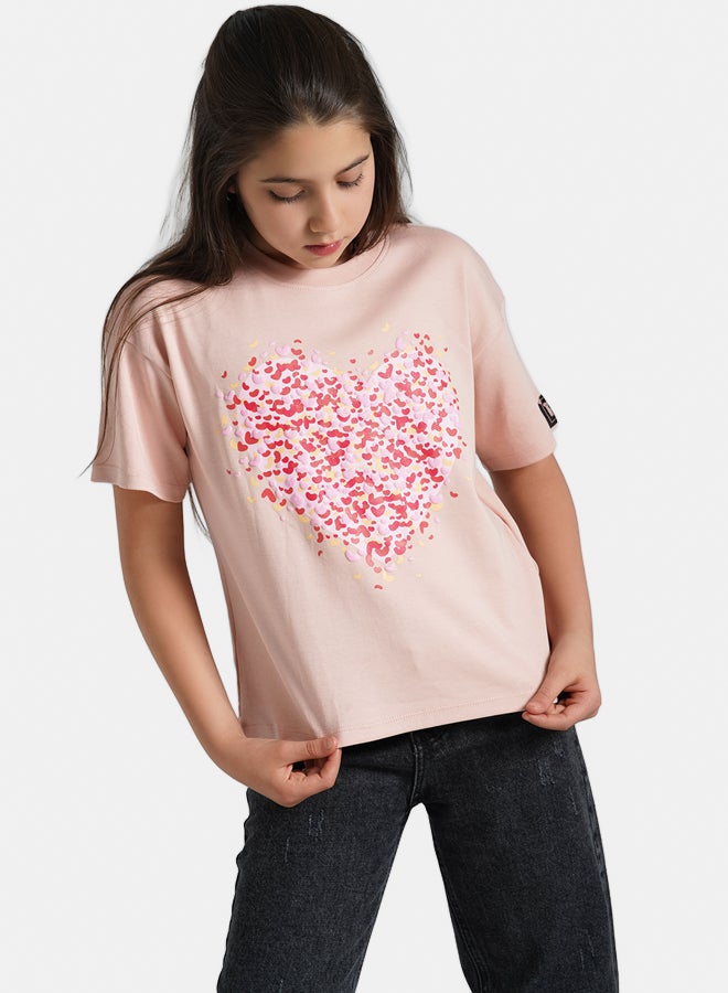 ريمينت تيشرت للبنات برسمة قلوب كشمير  - Image 1