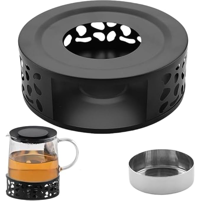 ريحني سخان شاي، سخان إبريق شاي من الفولاذ المقاوم للصدأ، سخان قهوة مصنوع من الفولاذ المقاوم للصدأ مع غطاء نار، مناسب لأباريق الشاي الزجاجية وغيرها من الاستخدامات المقاومة للحرارة لتسخين الأطباق - Image 2