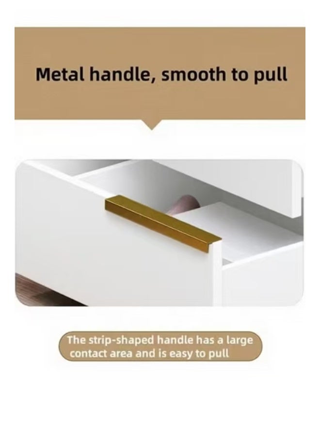 طاولة سرير جانبية حديثة، طاولة جانبية خشبية صغيرة مع درجين وطاولة واسعة لطاولة السرير الجانبية أو الأريكة أو خزانة جانبية بسيطة مع مساحة تخزين لغرفة النوم أو غرفة المعيشة (أبيض، CT042) - Image 5