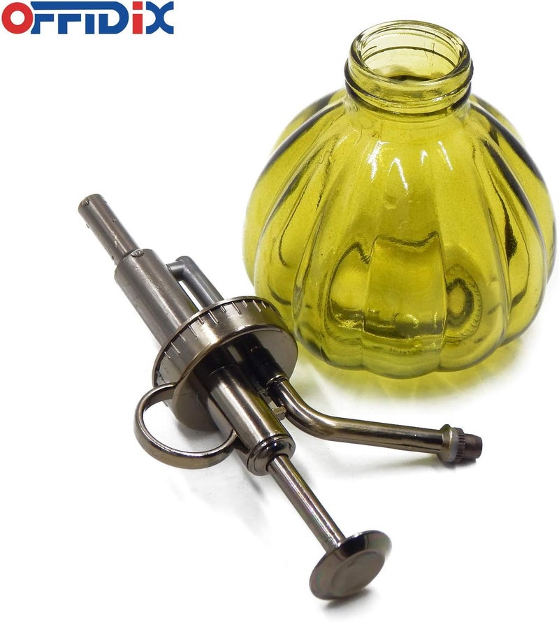 OFFIDIX Plant Mister,Glass Spray Bottle Small Watering Can Indoor 6.3" Tall Vintage Pumpkin Style Plastic Top Pump One Hand Mister Spray Bottle for Indoor Potted Plants (Olive Green) - Image 4