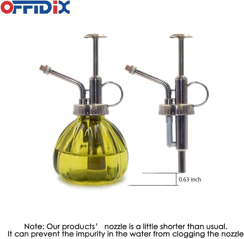 OFFIDIX Plant Mister,Glass Spray Bottle Small Watering Can Indoor 6.3" Tall Vintage Pumpkin Style Plastic Top Pump One Hand Mister Spray Bottle for Indoor Potted Plants (Olive Green) - Image 3