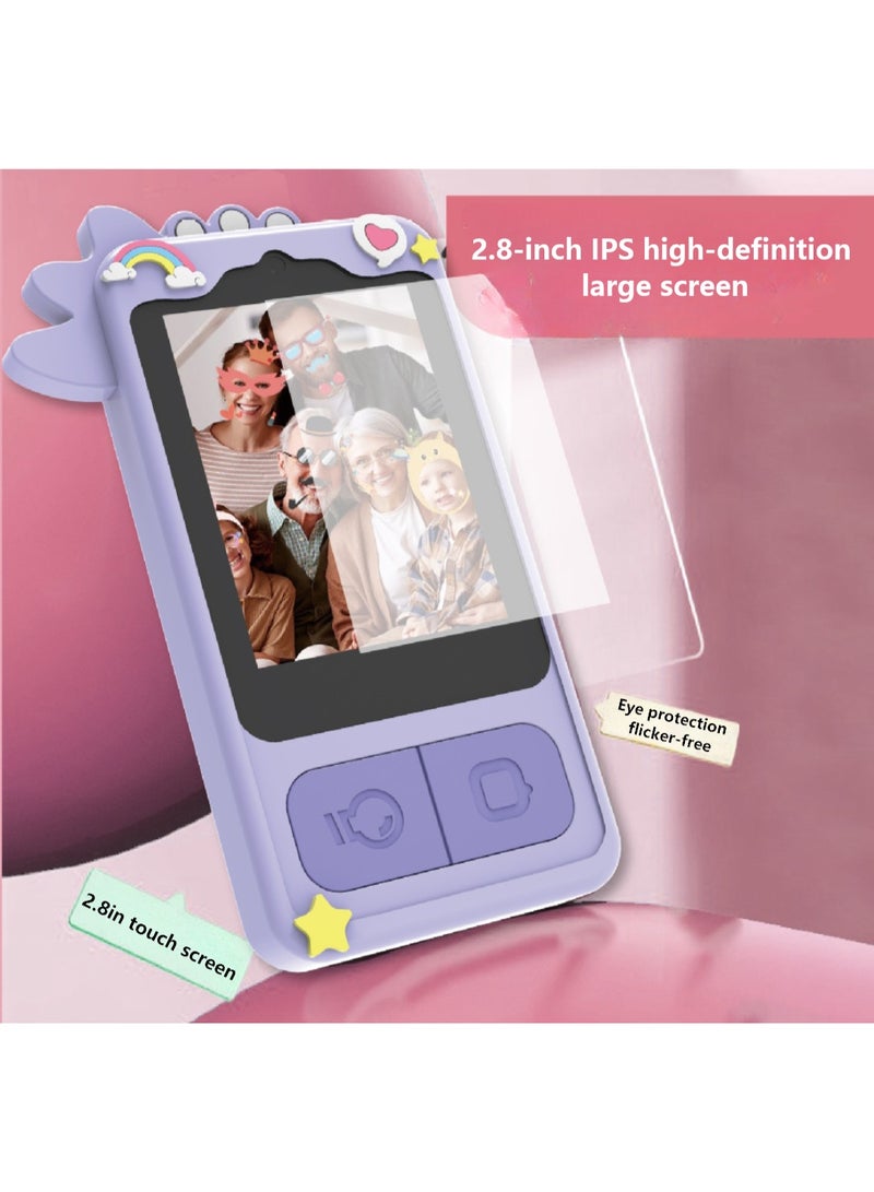 Kids' Unicorn Mobile Camera with 32GB Memory Card, 2.8-inch LPS Touchscreen, 28 Creative Photo Frames, 3-Color Fill Light, and Multiple Apps and Games - Image 3