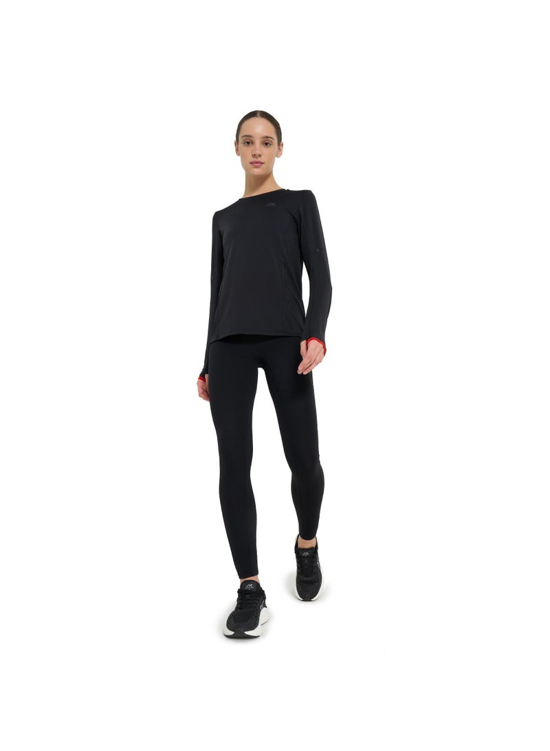 Athlex Women's Running T-shirt Black/Red Athlex Longsleeve, ATDRY Moisture-Wicking, Reflective Elements, Thumb Holes, Fitted Design for Comfort and Performance - Image 4