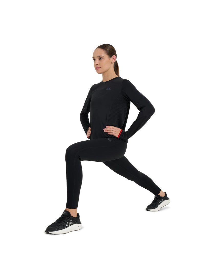 Athlex Women's Running T-shirt Black/Red Athlex Longsleeve, ATDRY Moisture-Wicking, Reflective Elements, Thumb Holes, Fitted Design for Comfort and Performance - Image 3