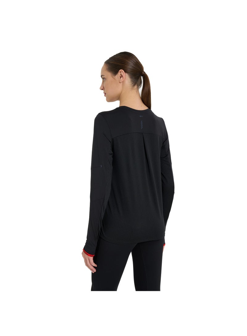 Athlex Women's Running T-shirt Black/Red Athlex Longsleeve, ATDRY Moisture-Wicking, Reflective Elements, Thumb Holes, Fitted Design for Comfort and Performance - Image 2