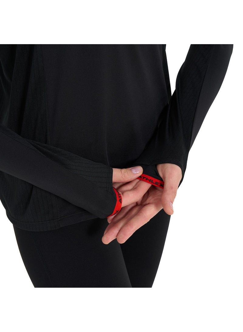 Athlex Women's Running T-shirt Black/Red Athlex Longsleeve, ATDRY Moisture-Wicking, Reflective Elements, Thumb Holes, Fitted Design for Comfort and Performance - Image 5