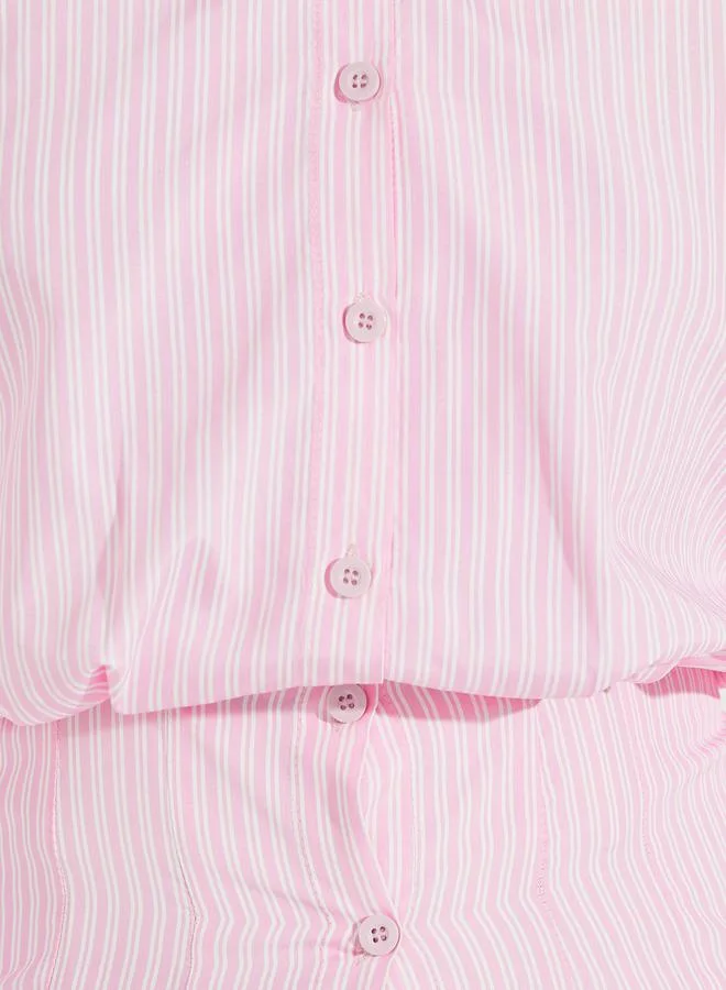Styli Striped Fitted Waist Shirt with Attached Cami