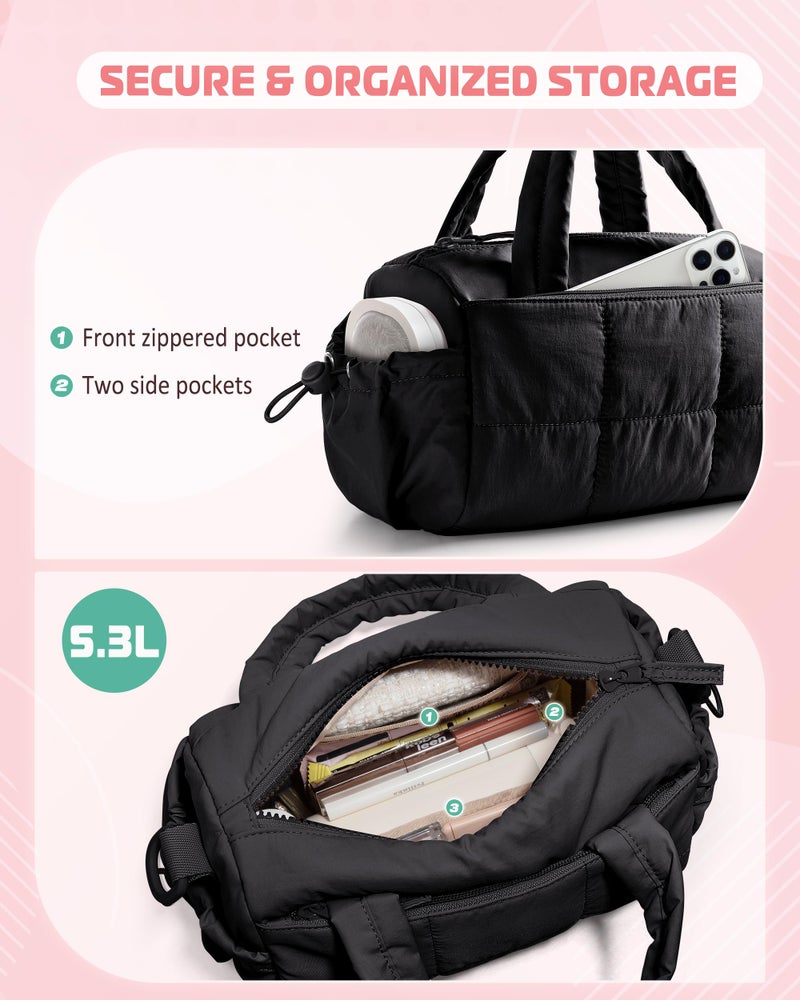 Smasrob Small Puffer Crossbody Bag for Women with RFID Blocking Pocket, Mini Quilted Crossbody Purse with Multiple Pockets, Black - Image 4