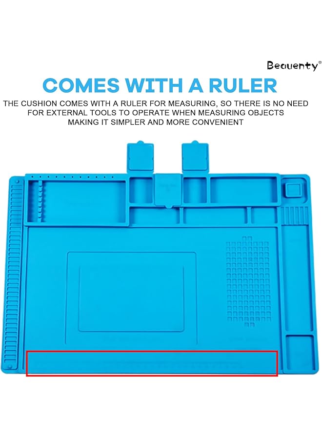 erorex Silicone Soldering Mat Anti Static Heat Insulation Pad With Magnetic Region And Scale Ruler Multifunction Repair Mat Workbench For Electronics Smartphone Laptop Watch 45 * 30Cm - Image 4