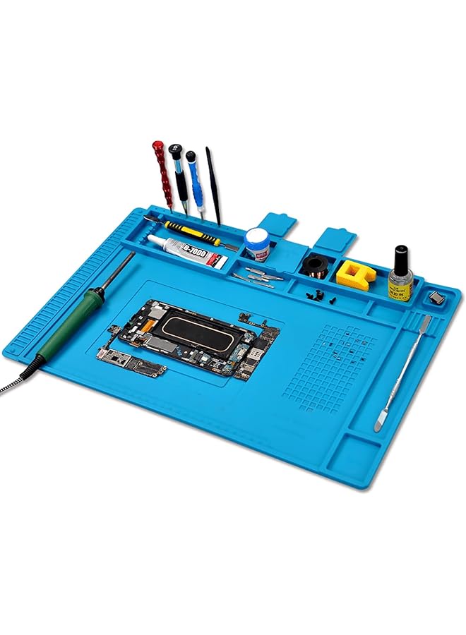 erorex Silicone Soldering Mat Anti Static Heat Insulation Pad With Magnetic Region And Scale Ruler Multifunction Repair Mat Workbench For Electronics Smartphone Laptop Watch 45 * 30Cm - Image 1