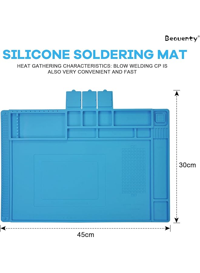 erorex Silicone Soldering Mat Anti Static Heat Insulation Pad With Magnetic Region And Scale Ruler Multifunction Repair Mat Workbench For Electronics Smartphone Laptop Watch 45 * 30Cm - Image 2
