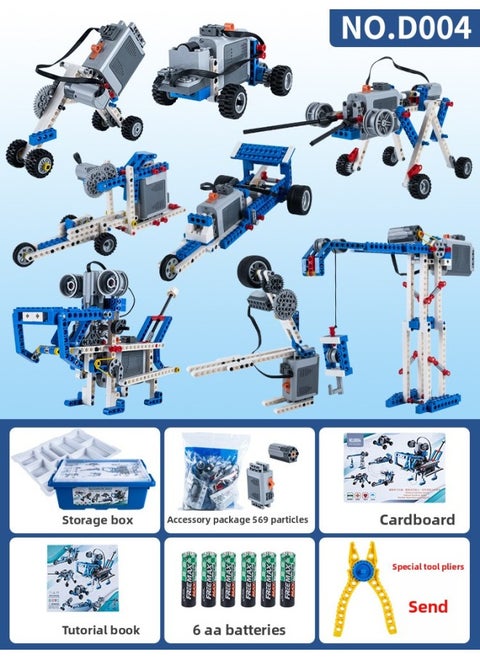 Programming Robot Grade One And Two Examination Science And Education Educational 9686 Building Block Set Mechanical Group Electric Assembled Toys-Color:[Mid-level] 9686 Equipment 569 Particles To Send 6 Batteries