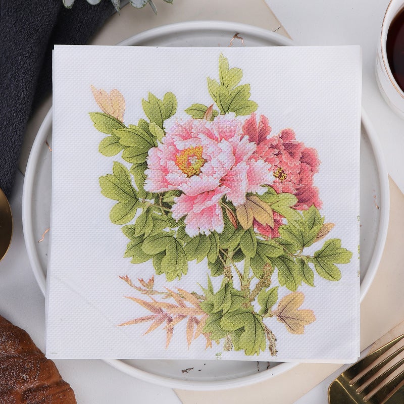 Supply Spot New Leaves Color Printing Napkin Paper Towel Western Restaurant Bakery For Facial Tissue - Image 1